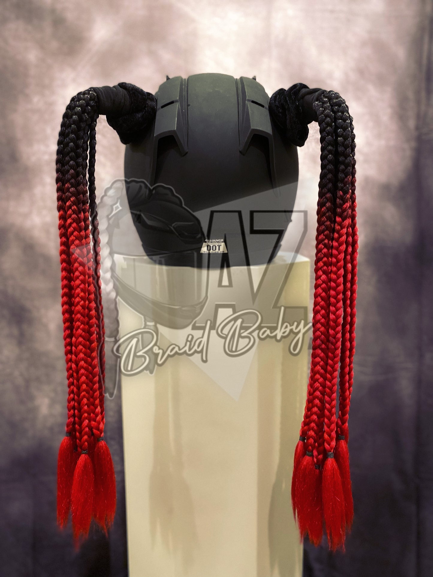 Black to Red Mini Braids