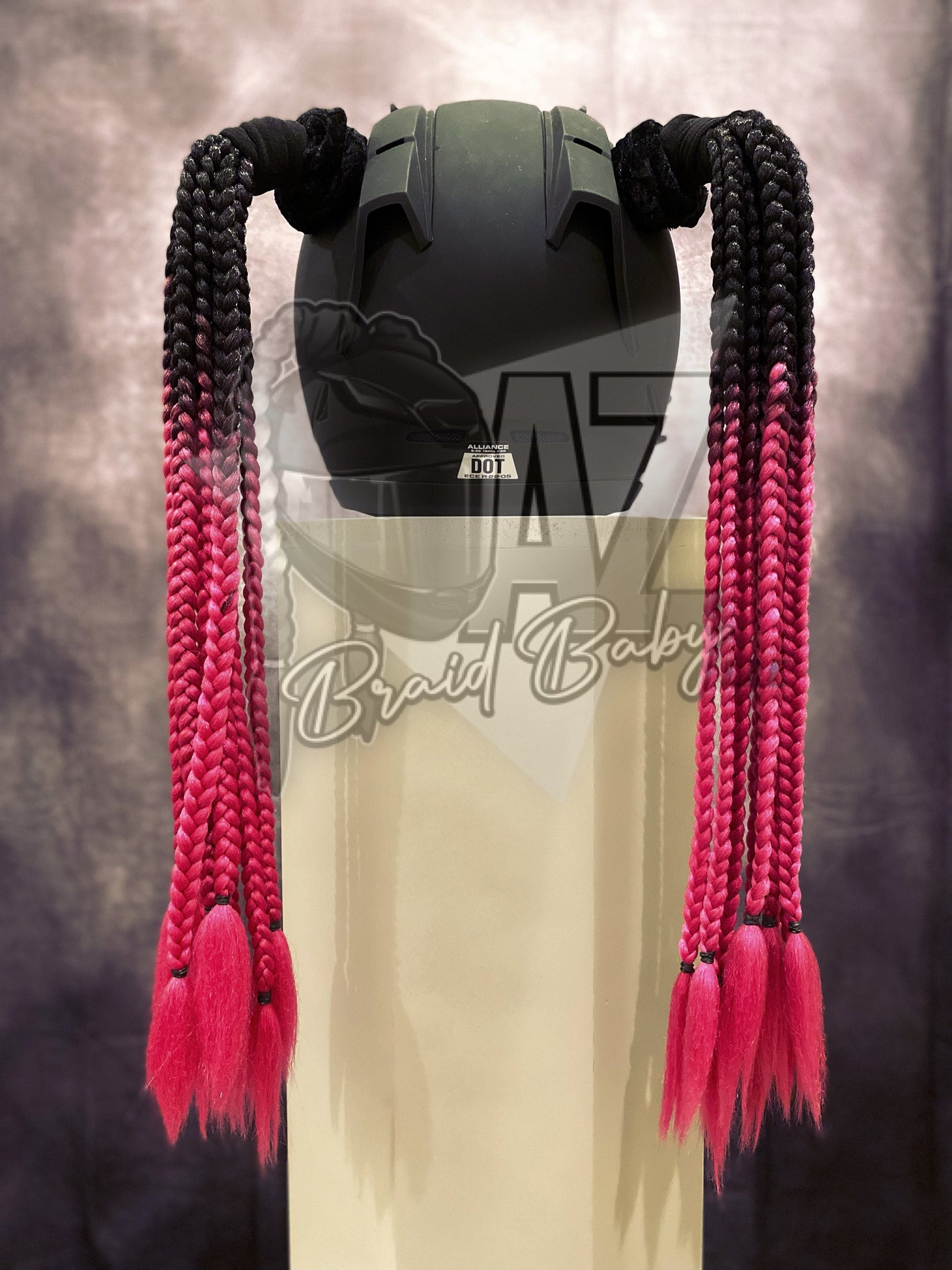 Black to Magenta Mini Braids