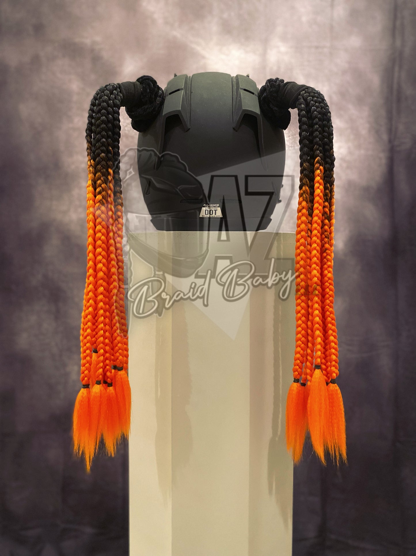 Black to Orange Mini Braids