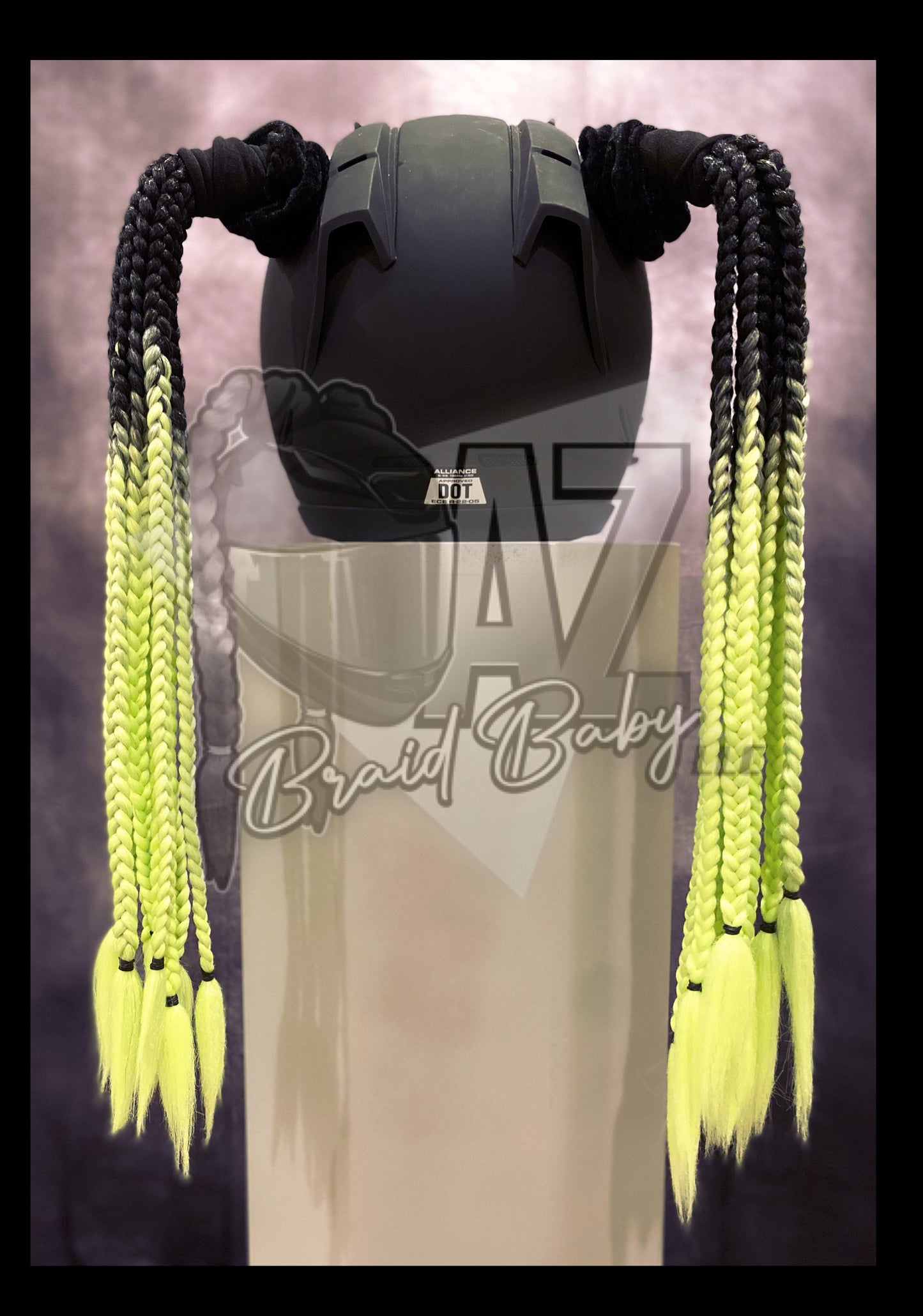 Black to Translucent Green Mini Braids