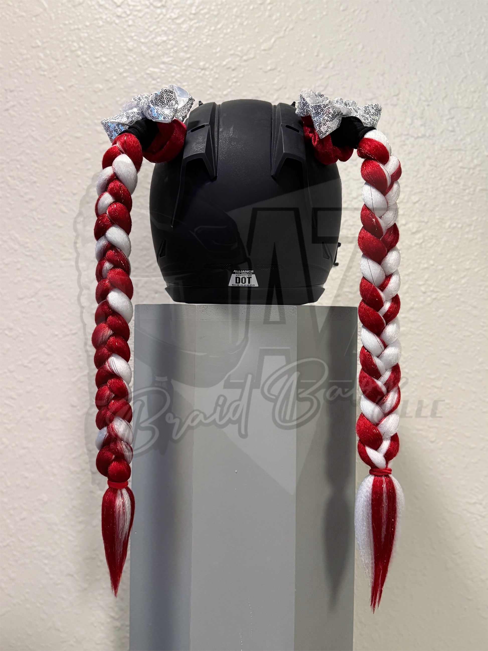 crochet braids motorcycle helmet LE "Peppermint Baddies" Motorcycle Helmet Braids – AZ Braid Baby LLC