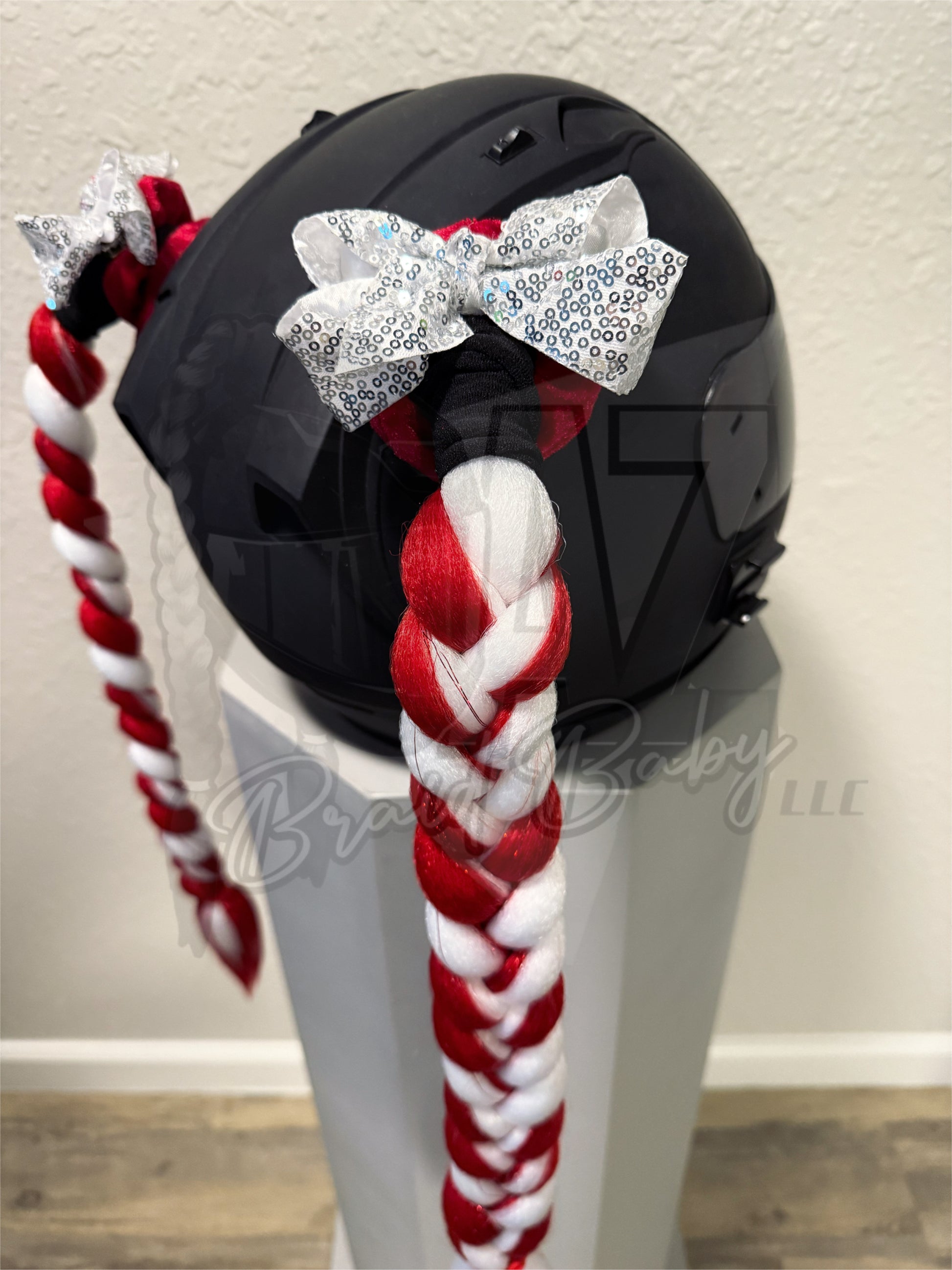 bike helmet for box braids LE "Peppermint Baddies" Motorcycle Helmet Braids – AZ Braid Baby LLC