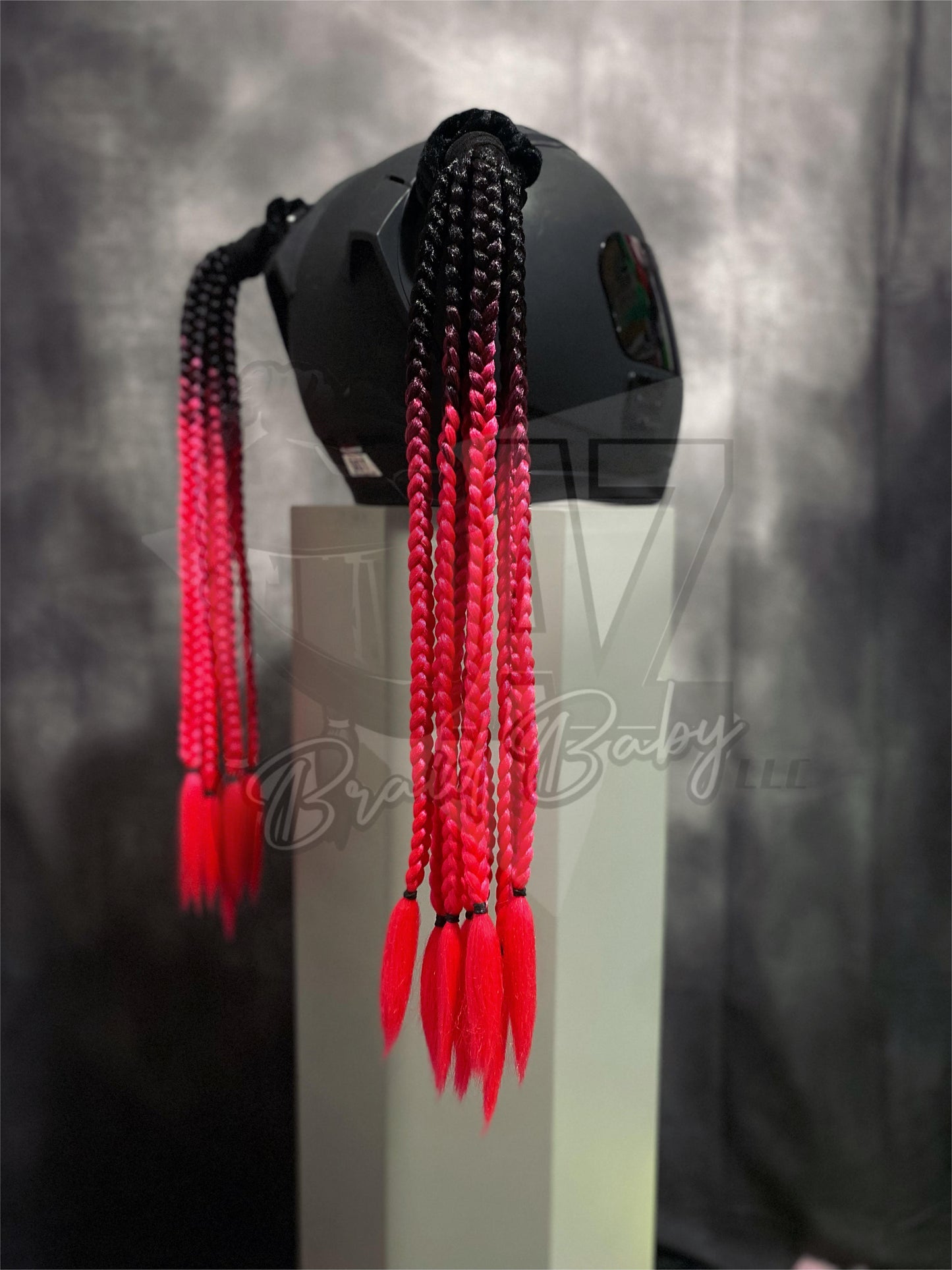 Black to Hot Pink Mini Braids