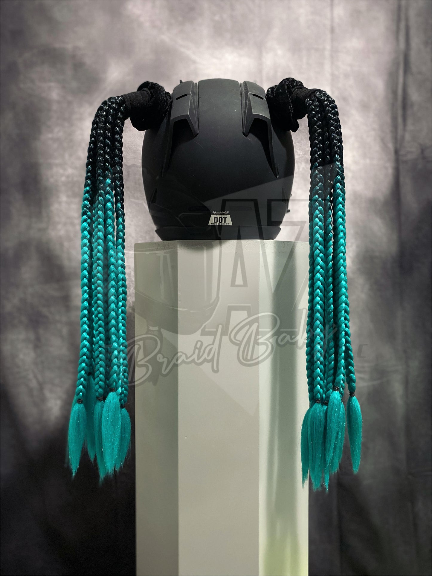 Black to Teal Mini Braids