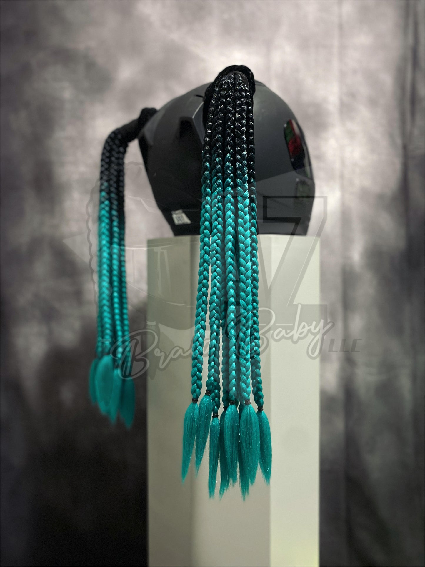 Black to Teal Mini Braids