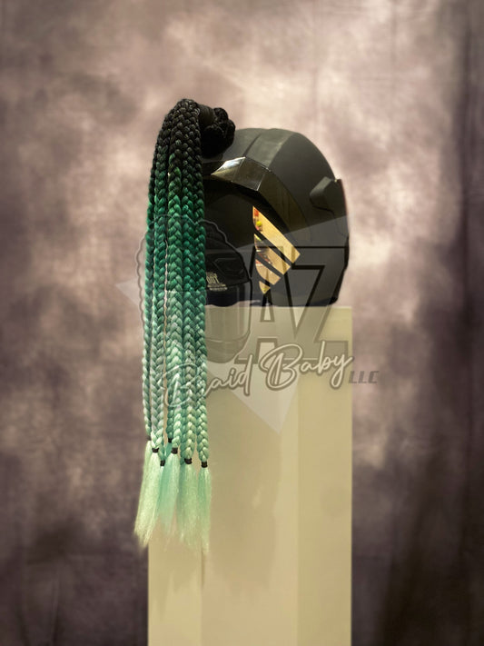 Black to Green to Seafoam Green Mini Braids