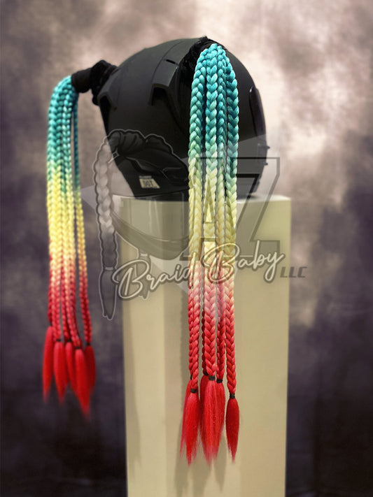 Bluish-Green to Pastel Yellow to Pinkish-Red "Summerita" Mini Braids